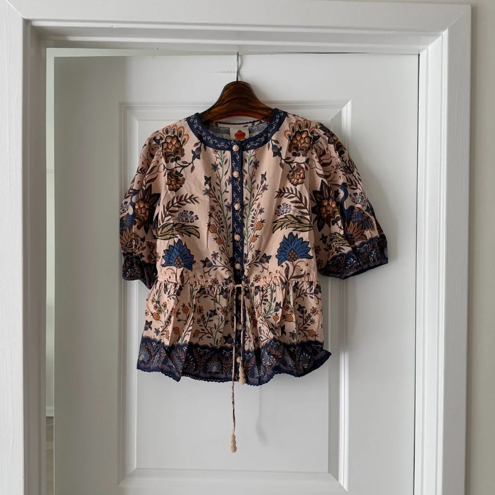 Farm Rio Pink Marvelous Garden Blouse